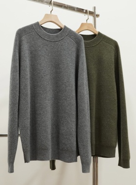 男士福利丨100山羊绒丨元宝针圆领套头保暖羊绒衫毛衣-MY6562