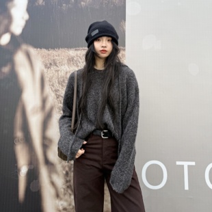 卫衣 初雪落在帽檐 连帽羊绒衫 纱 MY6324 羊绒·白厂丝合股花式