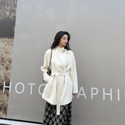 月亮坠入海丨15微米级山羊绒丨中长款立领纯羊绒双面大衣-MY6372