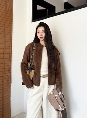 以绒光破晓丨100山羊绒成衣拉毛丨双头拉链圆领羊绒开衫-MY6393