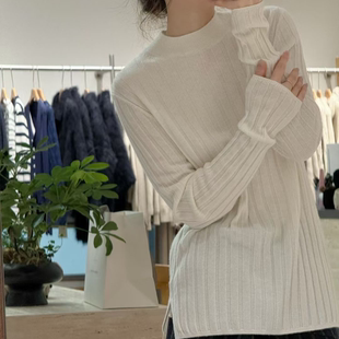 年终羊绒专场丨康赛妮100山羊绒丨圆领坑条基础针织衫毛衣-MY6682