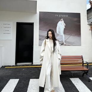 高级宽松羊绒双面尼大衣外套 大牌时尚 MY5278 100山羊绒 euri