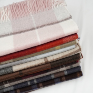 气质复古格纹保暖百搭纯羊绒围巾 时尚 MY6365 100山羊绒 暖意