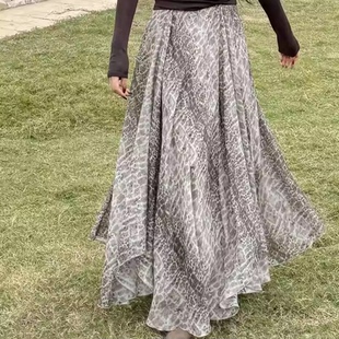 MY6282 超大裙摆真丝鳞纹半身裙 山河已秋 双层100桑蚕丝