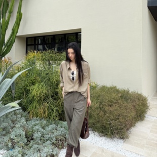 MY6769 显瘦复古直筒百搭萝卜休闲裤 止水·息声 棉麻竹节感面料