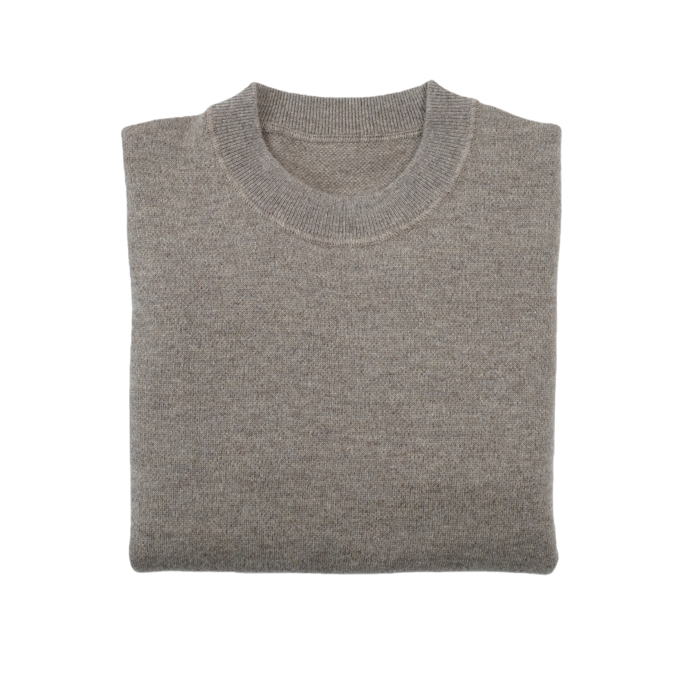 男士羊绒衫丨空气层虚提厚款纯色圆领针织纯羊绒衫-MY6499