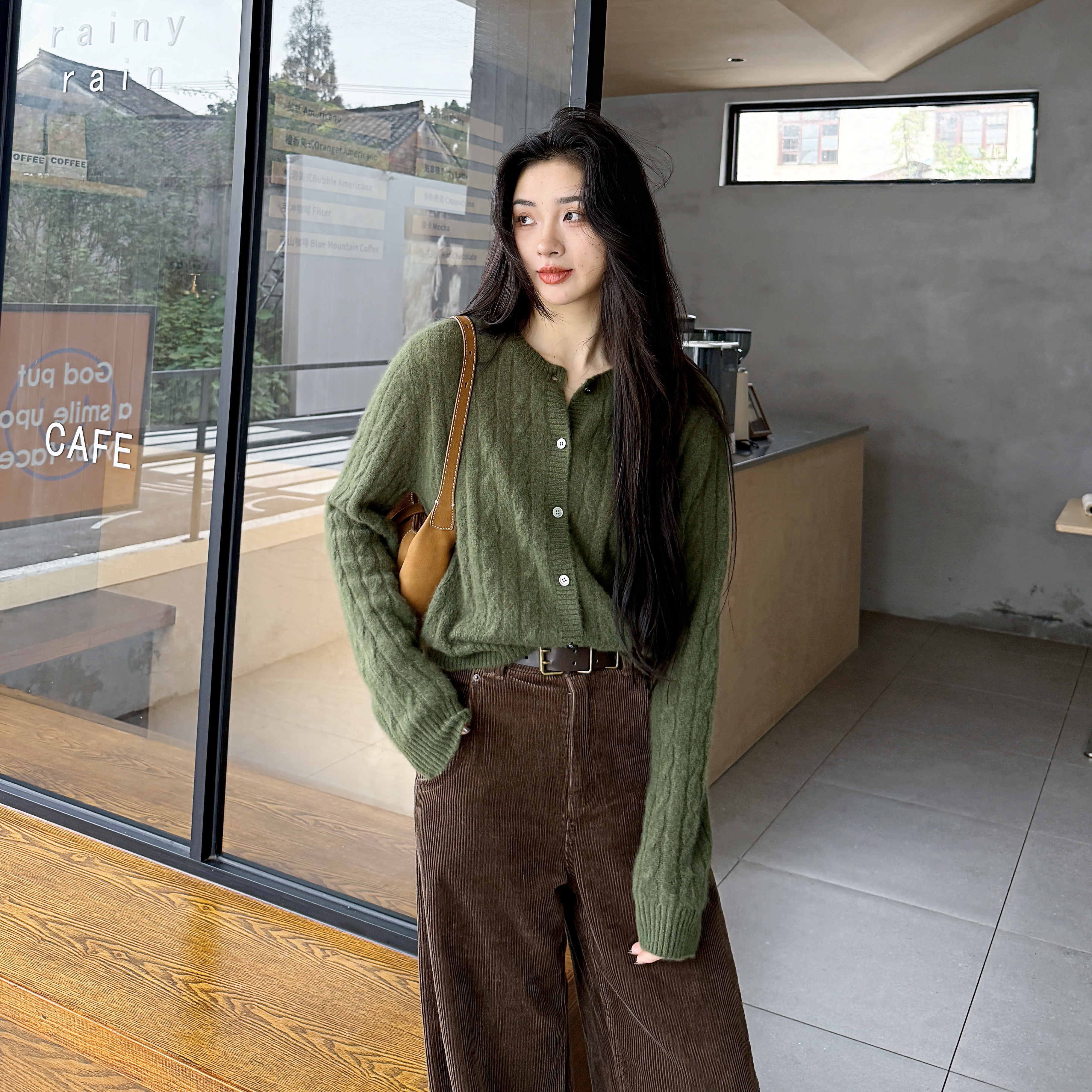 静谧的光阴丨康宝莱羊绒白厂丝丨慵懒感全身绞花羊绒开衫-MY6348