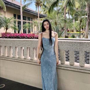 16姆米双绉度假风连衣裙 45°斜裁 MY6775 100桑蚕丝 夏日静海