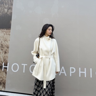 立领纯羊绒双面大衣 中长款 MY6372 15微米级山羊绒 月亮坠入海