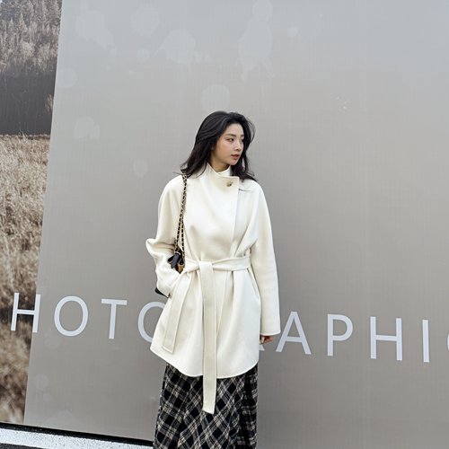 月亮坠入海丨15微米级山羊绒丨中长款立领纯羊绒双面大衣-MY6372