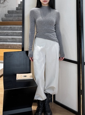 精纺可机洗真丝羊绒丨岛精无缝一线成衣半高领打底衫-MY6552