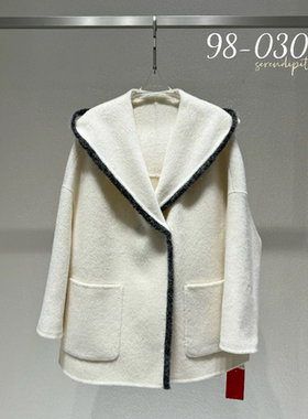 年终大衣专场丨Llama美洲羊驼·羊毛丨宽松连帽双面大衣-MY6623