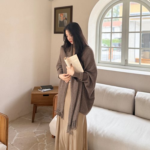 雪域藏地系列丨牦牛绒·山羊绒丨纯色保暖斗篷针织披肩围巾MY6237