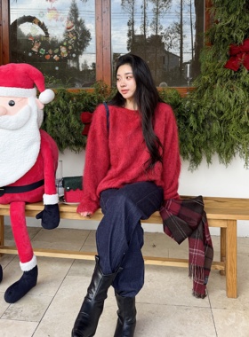 霓虹的告白丨100山羊绒成衣拉毛丨珠片花纱丨圆领羊绒衫-MY6399