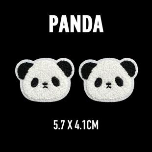 熨烫手缝毛巾绣熊猫国宝辅料跨境刺绣衣服羽绒可爱黑白补丁布贴