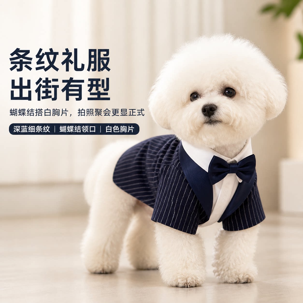 简约条纹宠物礼服配饰优雅结婚猫狗通用宴会聚会拍照穿搭小服饰