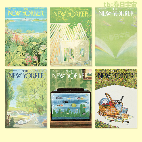 纽约客海报The New Yorker清新绿色治愈卧室挂画无框画墙贴装饰画