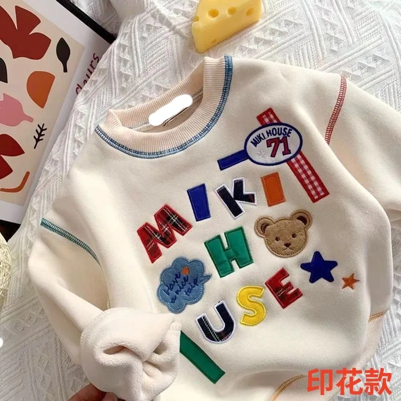 男女童加绒卫衣儿童一体绒打底衫2025秋冬季新款洋气卡通加厚上衣