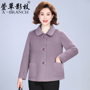 中年妈妈羊毛呢外套洋气秋冬装2025新款中老年双面呢子大衣女短款