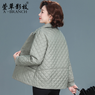 时尚妈妈夹棉外套秋冬季中年女洋气棉服轻薄款中老年棉衣品牌上衣