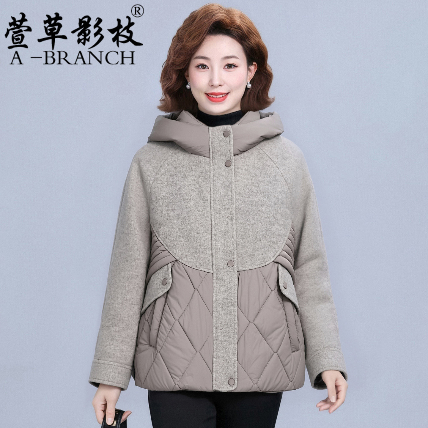 中年妈妈装加厚毛呢外套2025秋冬季中老年女装棉衣服时尚夹棉上衣