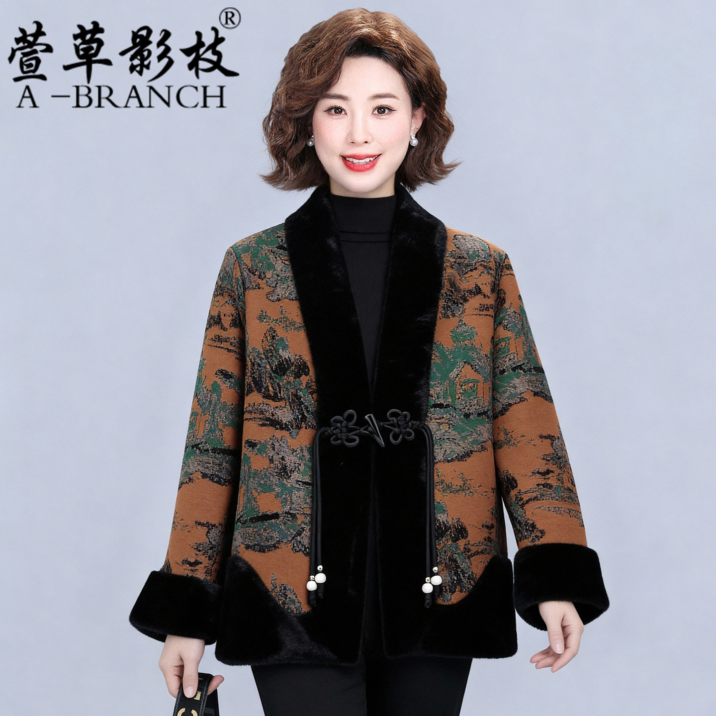 妈妈冬装新中式厚外套洋气2025中老年女皮草高贵夫人仿水貂绒大衣