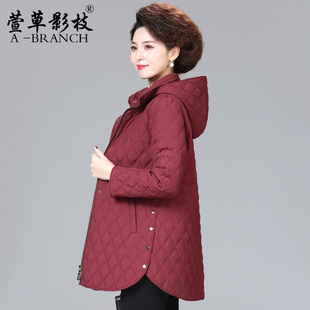 50多岁妈妈秋冬装棉衣外套女中长款中老年人薄款棉服大码宽松棉袄