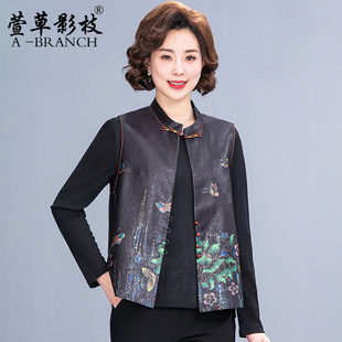 妈妈装新中式马甲女2026春秋新款中老年人马夹大码国风上衣小个子