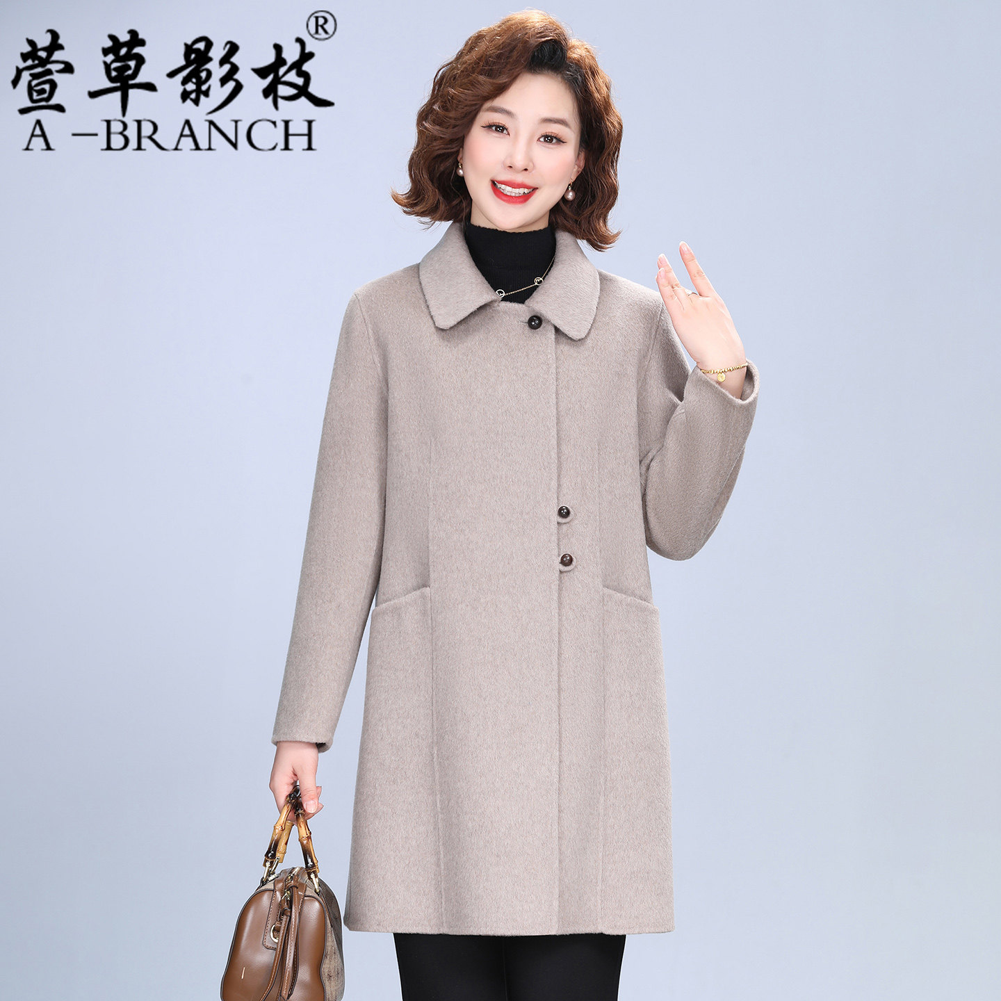 妈妈装秋冬洋气双面呢羊绒大衣中老年女气质中长款羊毛呢品牌外套,女装/女士精品,中老年女装,淘宝优惠券,粉丝福利购,淘宝优惠卷