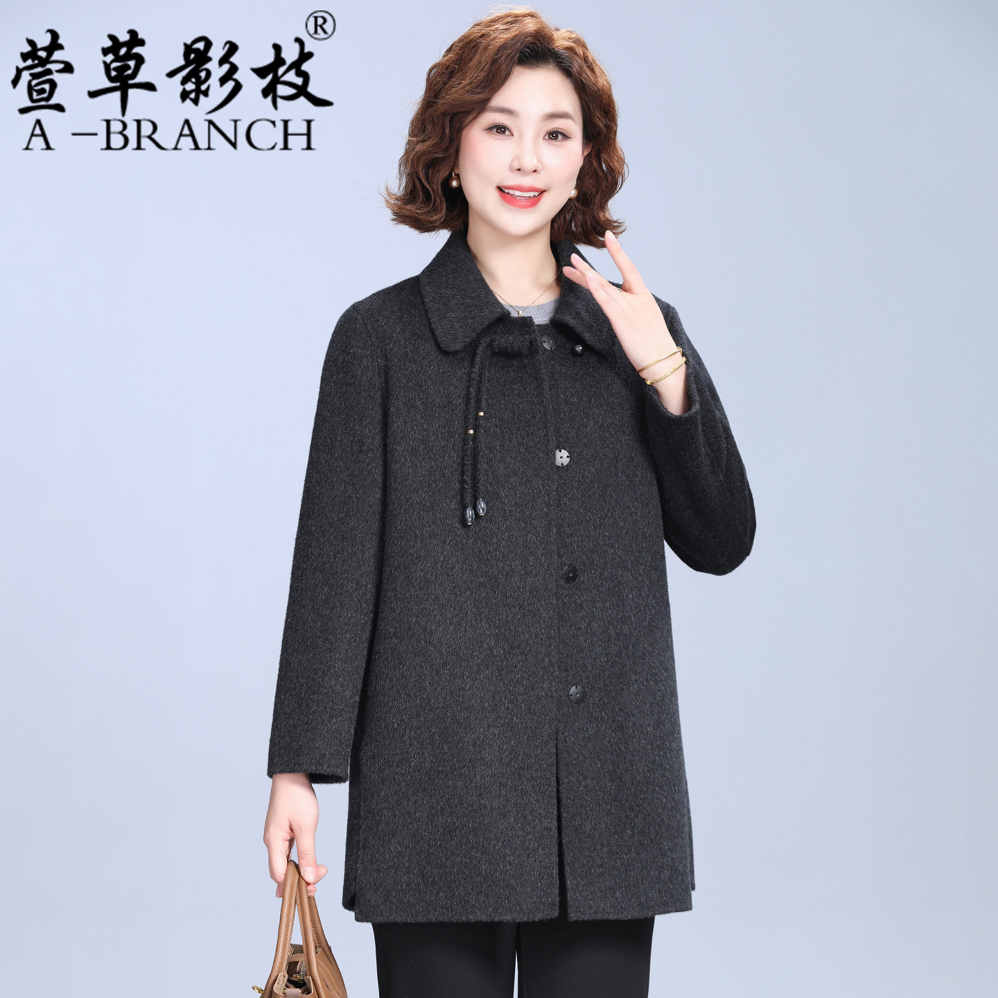 气质妈妈双面绒羊毛大衣高贵夫人毛呢外套2025冬季新款中老年女装