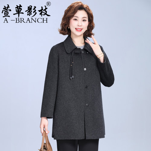 中老年人双面羊绒大衣女冬装外套