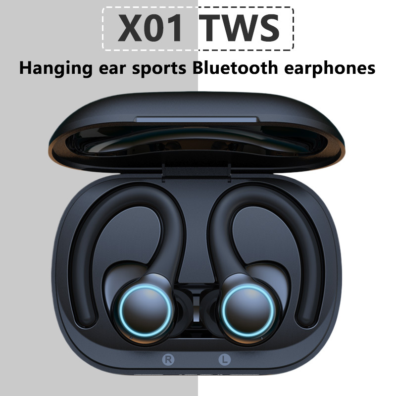 跨境XO1运动耳挂式TWS真无线蓝牙耳机挂耳式防水智能触摸私模