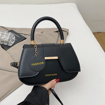 2025新款休闲女式马鞍包女黑色时尚百搭手提包小众高级感单肩包