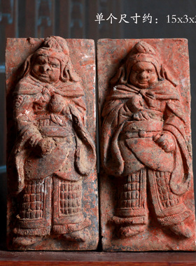 仿古陶器彩绘门神拓版砖雕装饰
