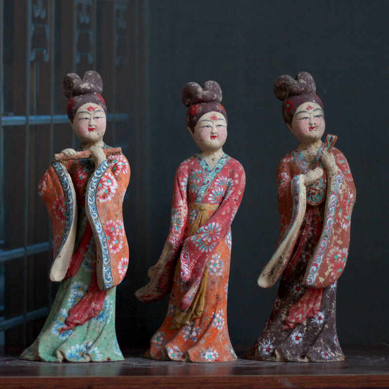 仿古唐俑复古摆件家居电视柜酒柜装饰古玩古物陶器影视道具艺术品