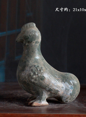 汉绿釉陶瓷牛动物家禽桌面摆件