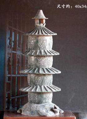 汉绿釉塔摆件阁楼仿古建筑装饰品