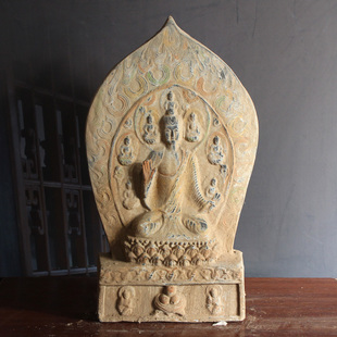 仿古陶器佛龛佛像菩萨造像古建筑寺院装饰品佛像摆件家居供奉收藏