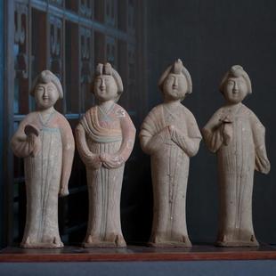 唐代彩绘侍女俑胖妞乐器佣文物复制仿古艺术品摆件收藏古风老物件