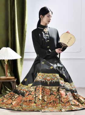 寻汉纪（如意麒麟）原创汉服重工织金仿妆花新中式马面裙日常秋冬