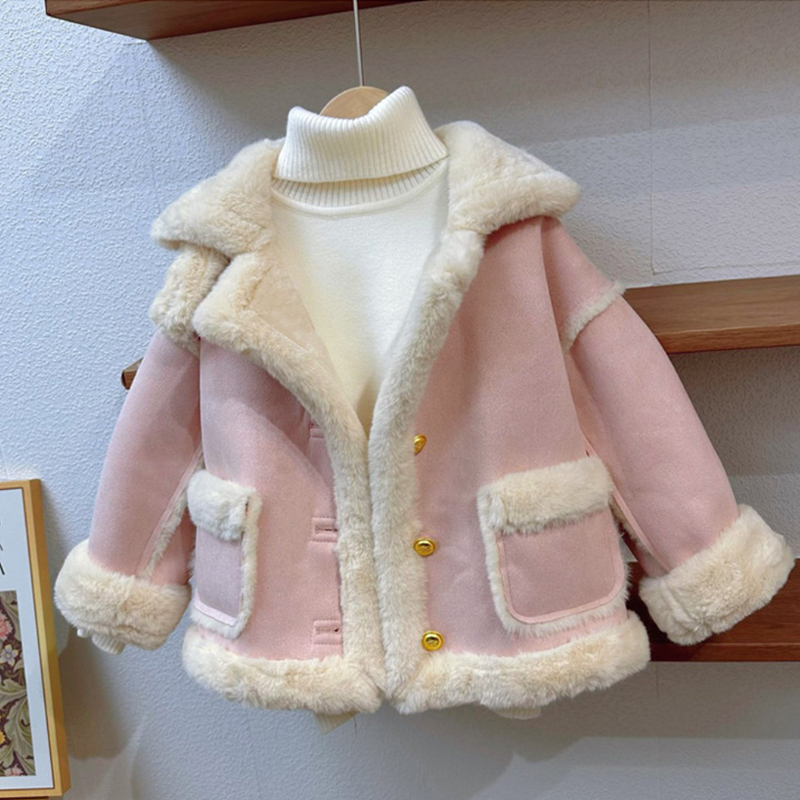 翻领皮毛一体保暖外套