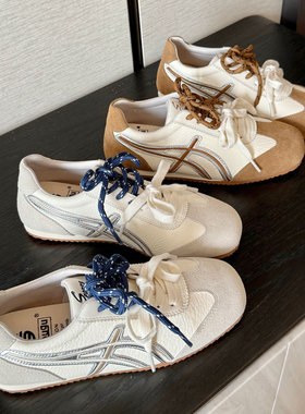 跟高3cm复古百搭厚底小白鞋2026春秋新款轻便百搭休闲运动德训鞋