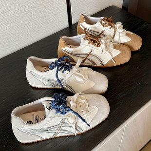 跟高3cm复古百搭厚底小白鞋2026春秋新款轻便百搭休闲运动德训鞋