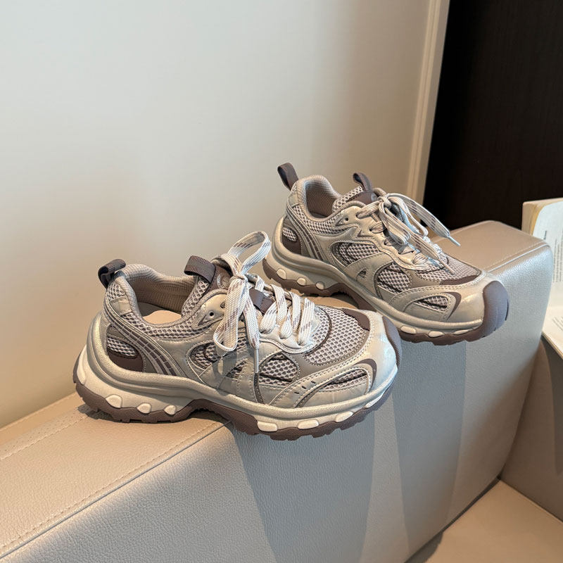 跟高5cm复古百搭厚底运动鞋女款2026春秋新款潮流增高休闲跑步鞋,女鞋,时尚休闲鞋,淘宝优惠券,粉丝福利购,淘宝优惠卷