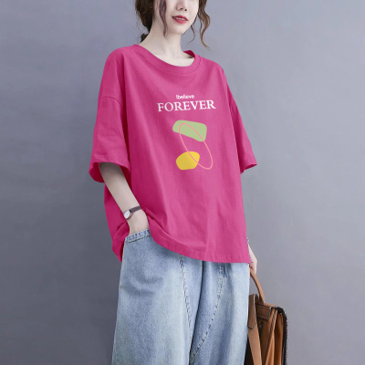 100%纯棉气质短袖t恤女夏