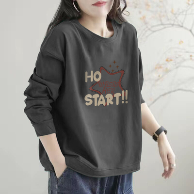 纯棉圆领长袖卫衣女秋冬