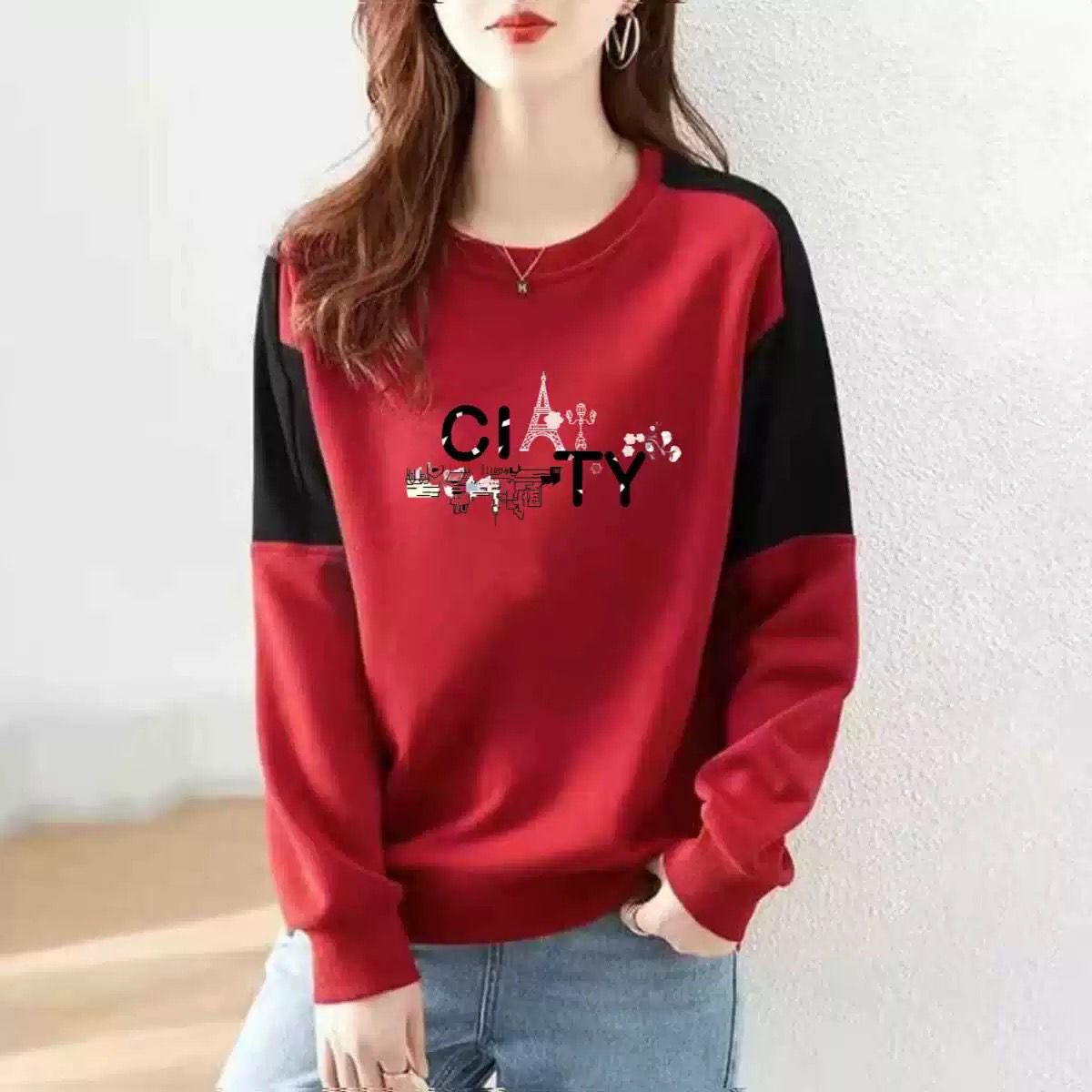 纯棉印花休闲卫衣女秋冬