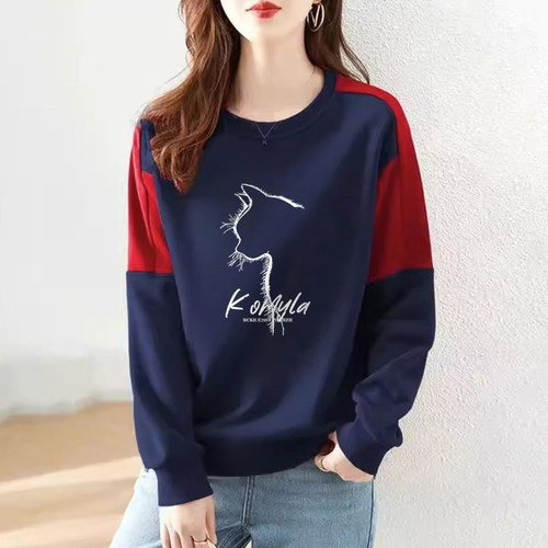 纯棉高品质长袖拼接卫衣女