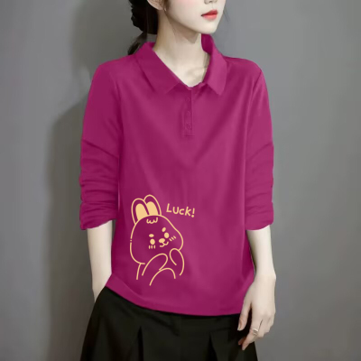 100%纯棉polo衫短袖t恤女秋上衣