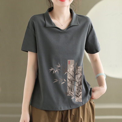 100%纯棉女装休闲短袖T恤上衣